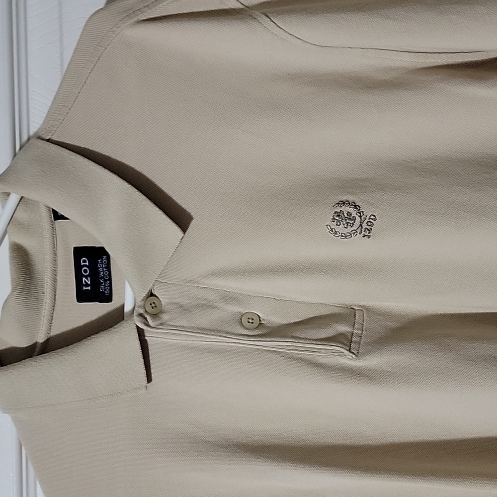 I Zod Izod Men's Large cream / kaki / tan colored polo